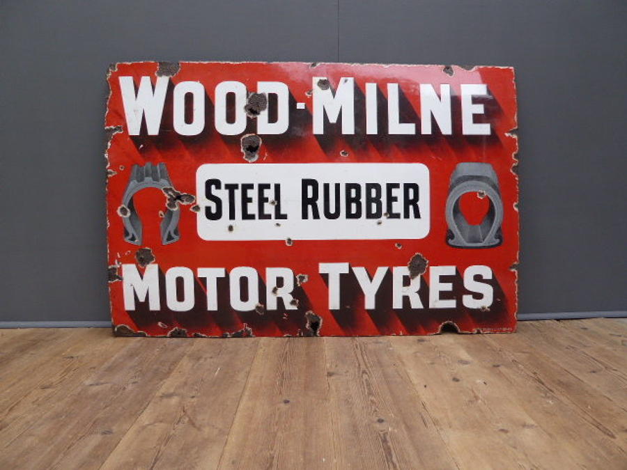 Wood Milne Motor Tyres Enamel Sign