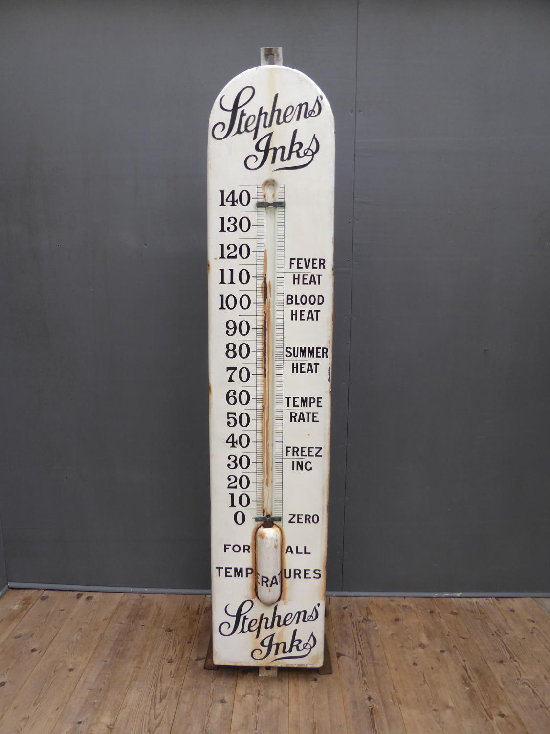 Stevens Inks Enamel Thermometer Sign