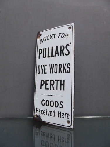 Enamel Fingerplate Sign ~ Pullers Dye Works