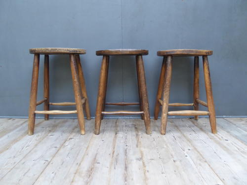 Trio Of Early School Art Room Stools