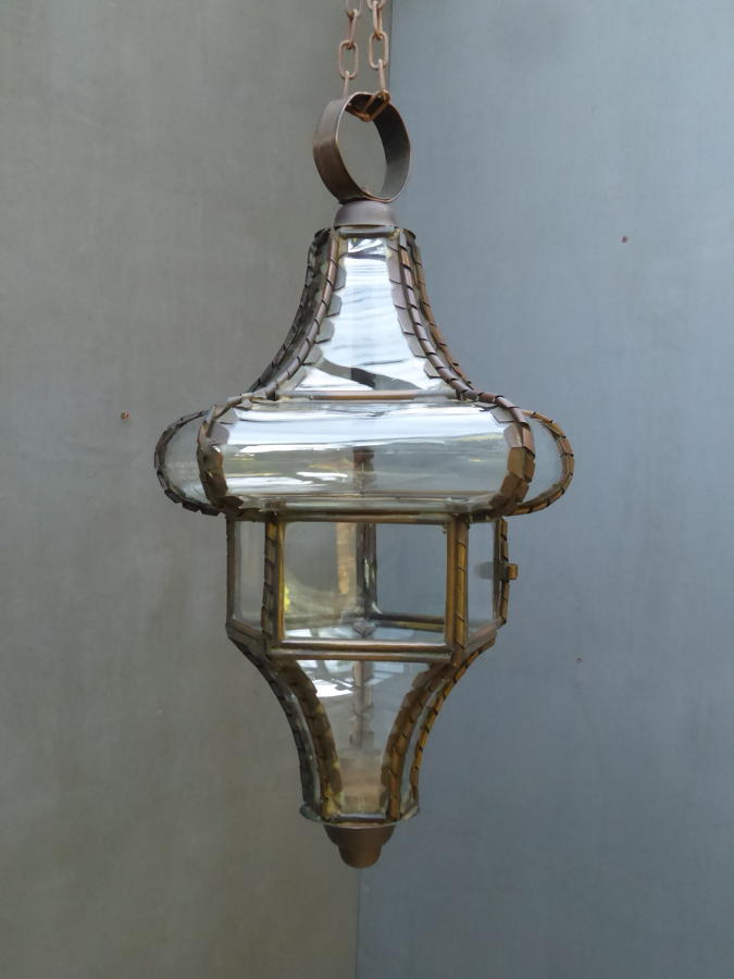 Bowed Glass Copper Hall Lantern