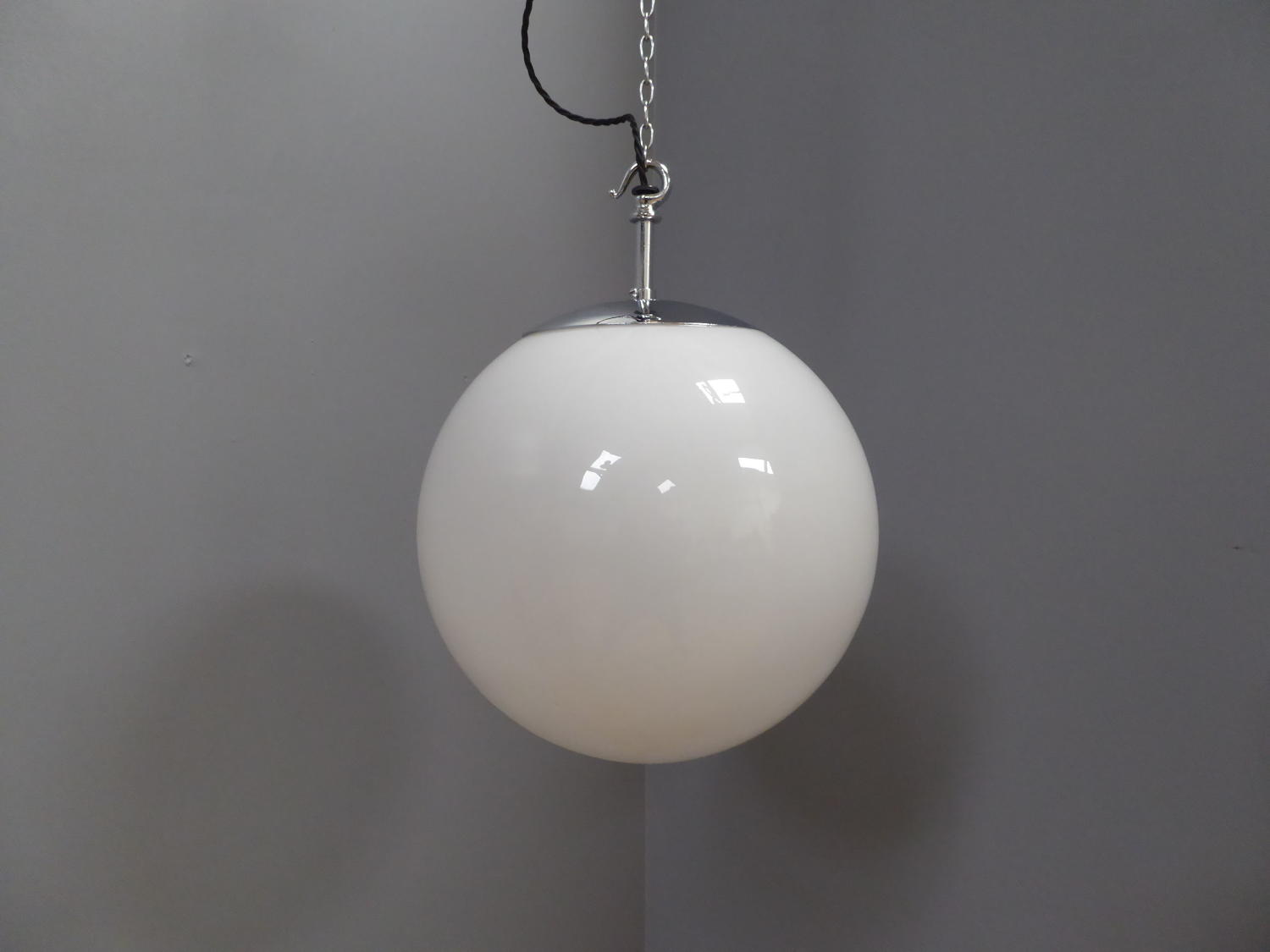 Large Opaline Globe Pendant Light