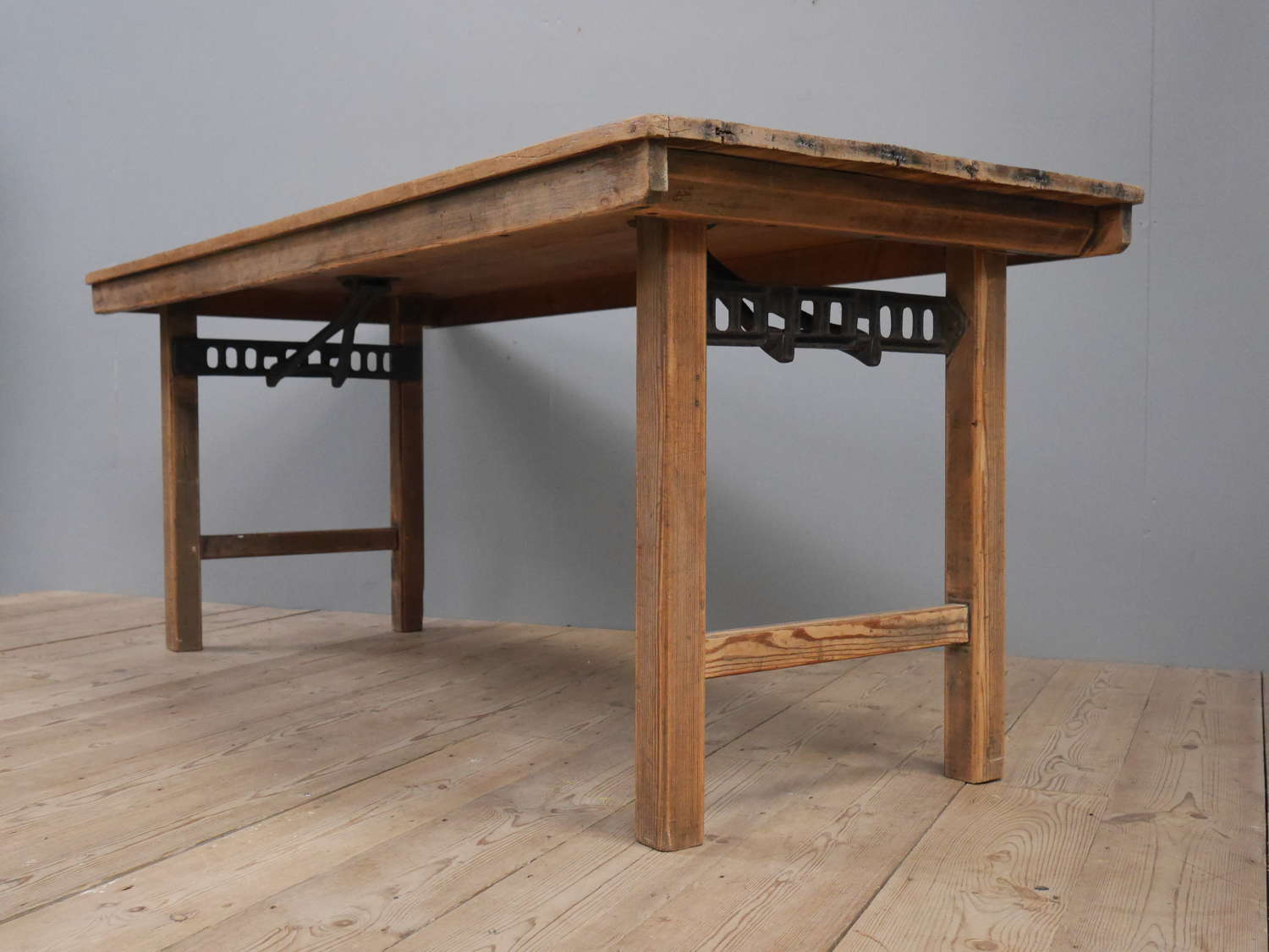 Pine & Cast Iron Trestle Table