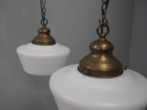 Pair of Matt Opaline Pendants