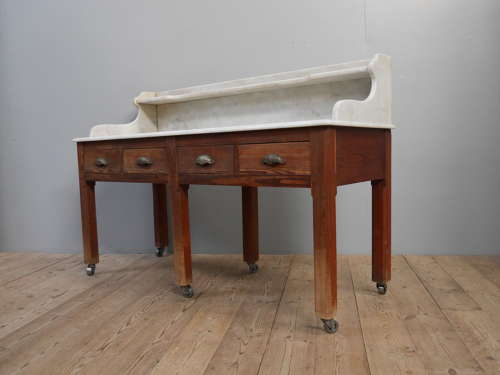 Pine & Marble Work Table c1900