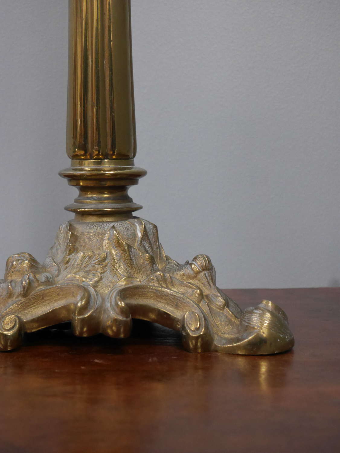 Large 19th century Brass Column Lamp