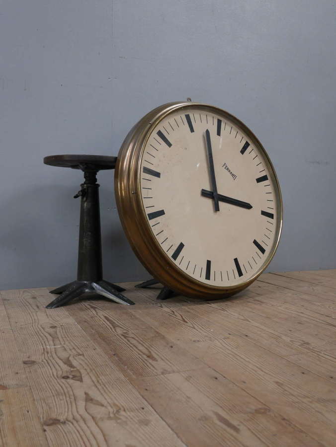 Large Brass Ferranti Industrial Clock