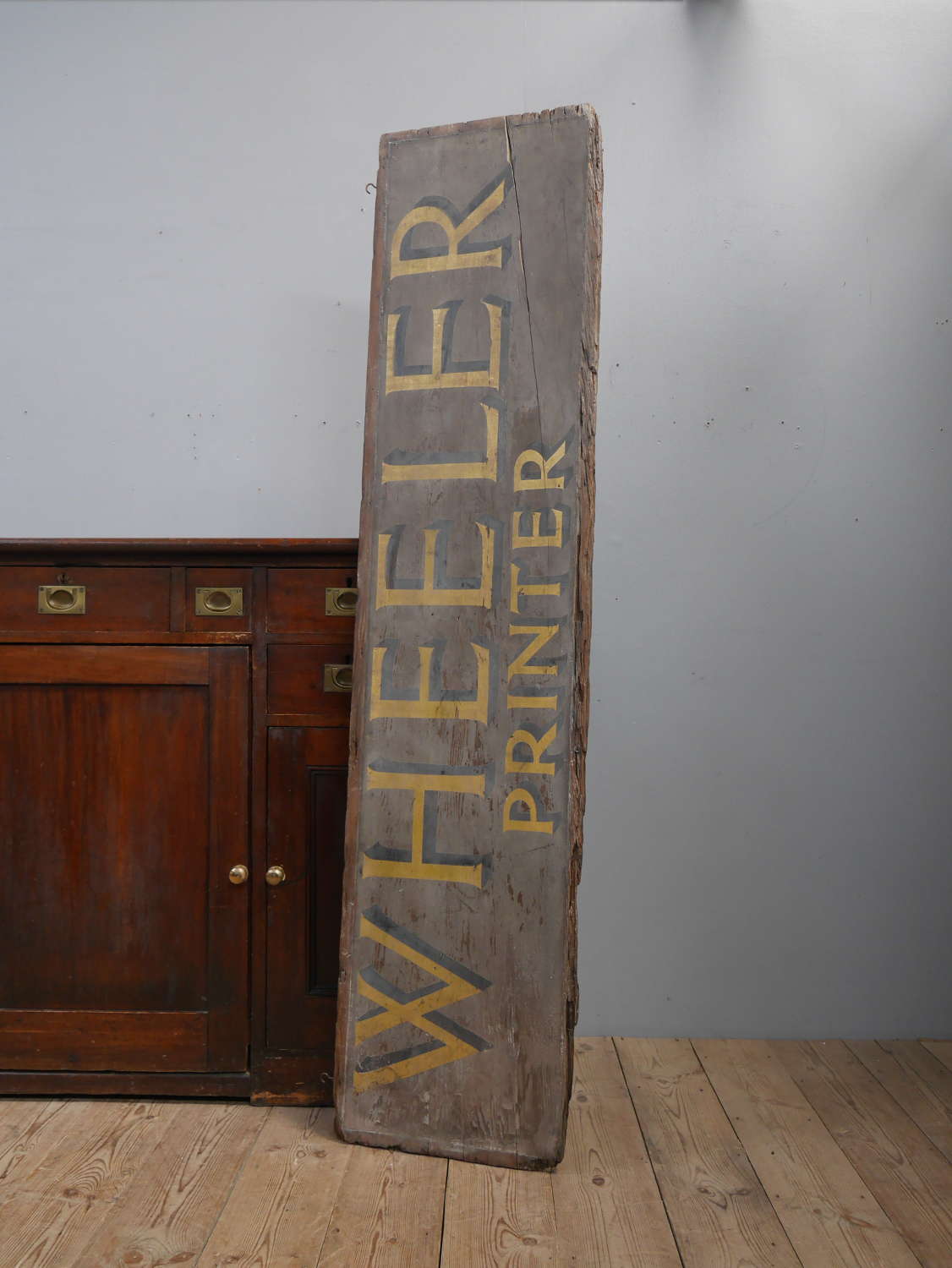 Large Timber Printer's Sign c1890