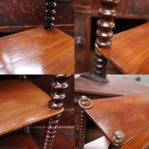 Mahogany & Brass Bobbin Wall Shelves c1880