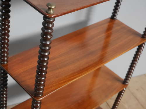 Mahogany & Brass Bobbin Wall Shelves c1880