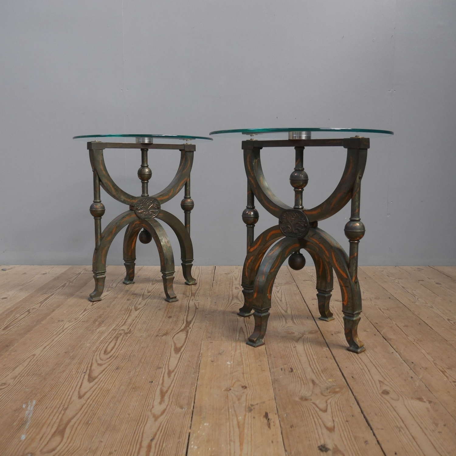 Pair of Coffin Trestle Side Tables
