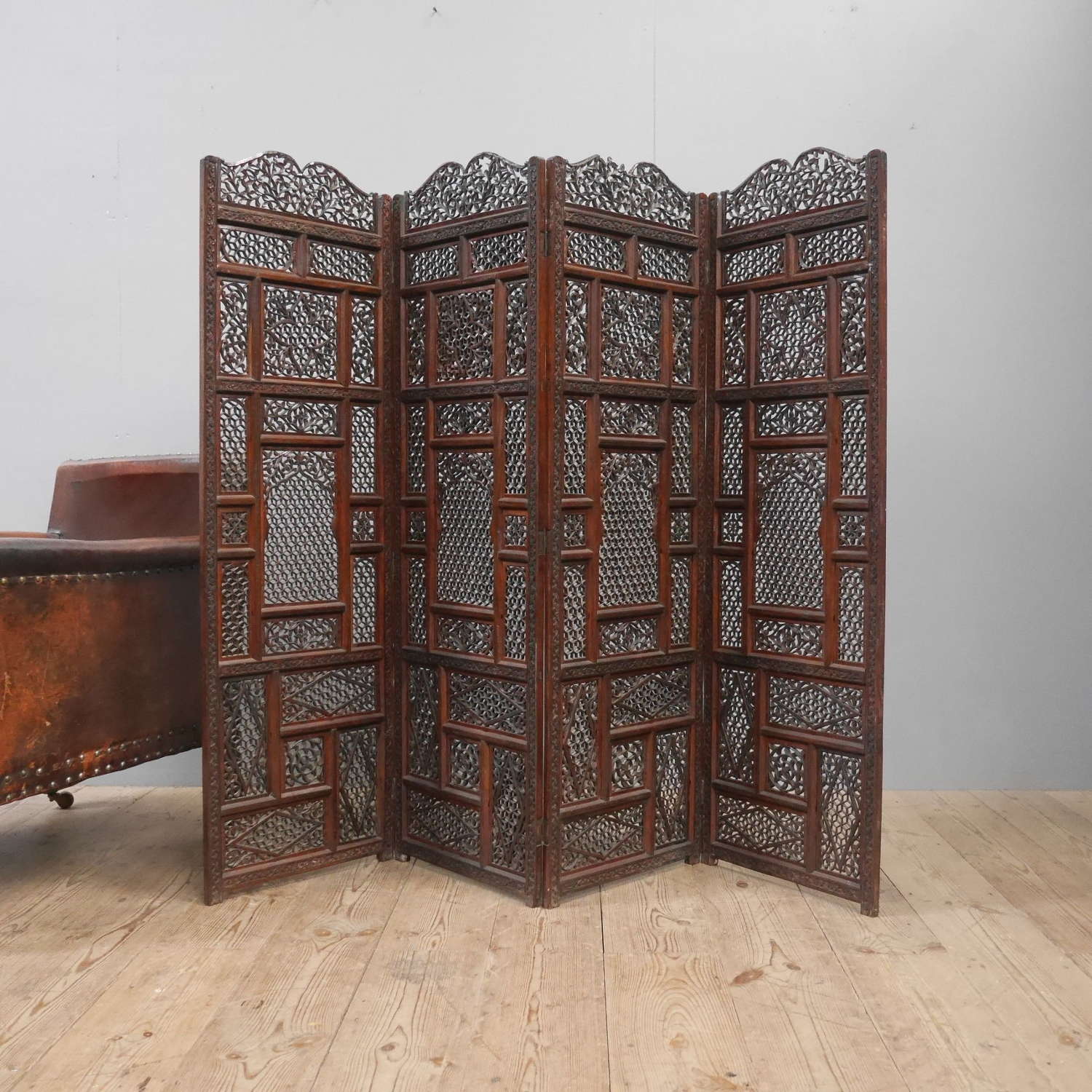 Carved Anglo Indian Room Screen c1900