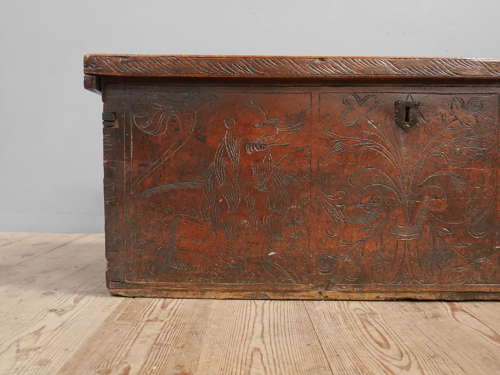 Carved 17th Century Italian Coffer