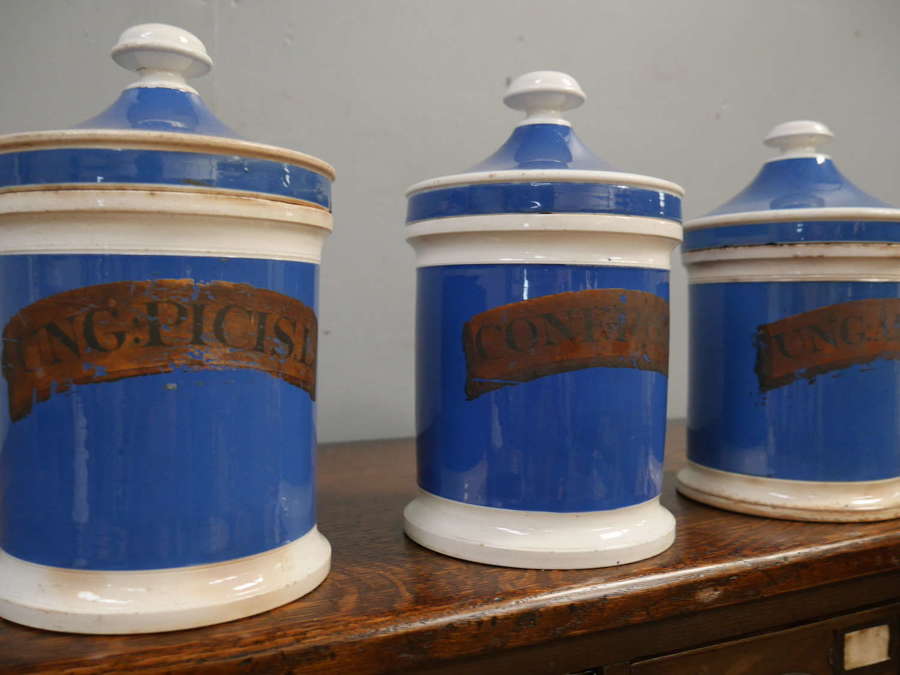 Large Blue 19th Century Pharmacy Jars