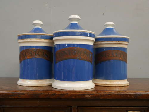 Large Blue 19th Century Pharmacy Jars