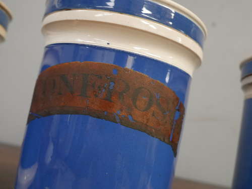 Large Blue 19th Century Pharmacy Jars