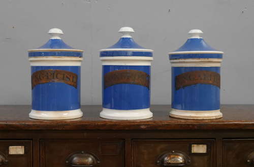 Large Blue 19th Century Pharmacy Jars