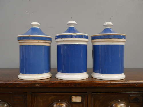 Large Blue 19th Century Pharmacy Jars