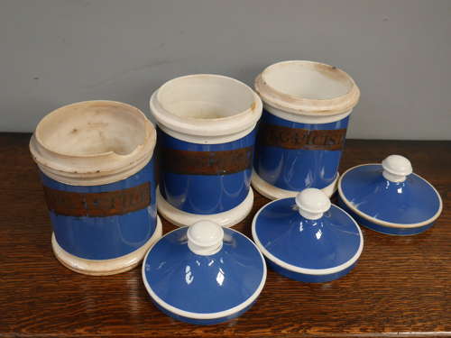 Large Blue 19th Century Pharmacy Jars