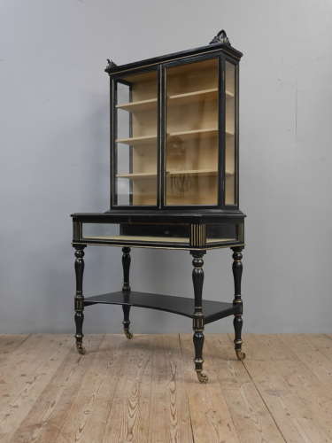 19th Century Ebonized Collectors Cabinet
