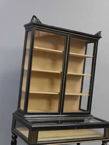 19th Century Ebonized Collectors Cabinet