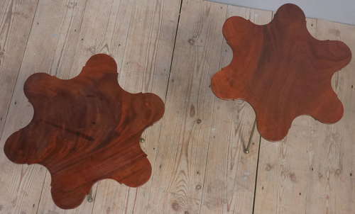 Fine Pair of 19th Century Brass & Mahogany Side Tables