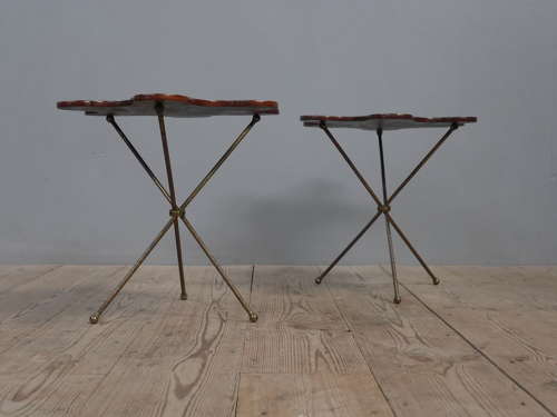 Fine Pair of 19th Century Brass & Mahogany Side Tables
