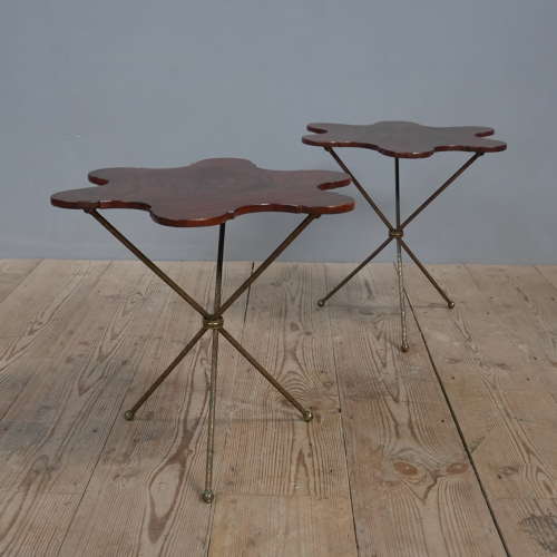 Fine Pair of 19th Century Brass & Mahogany Side Tables