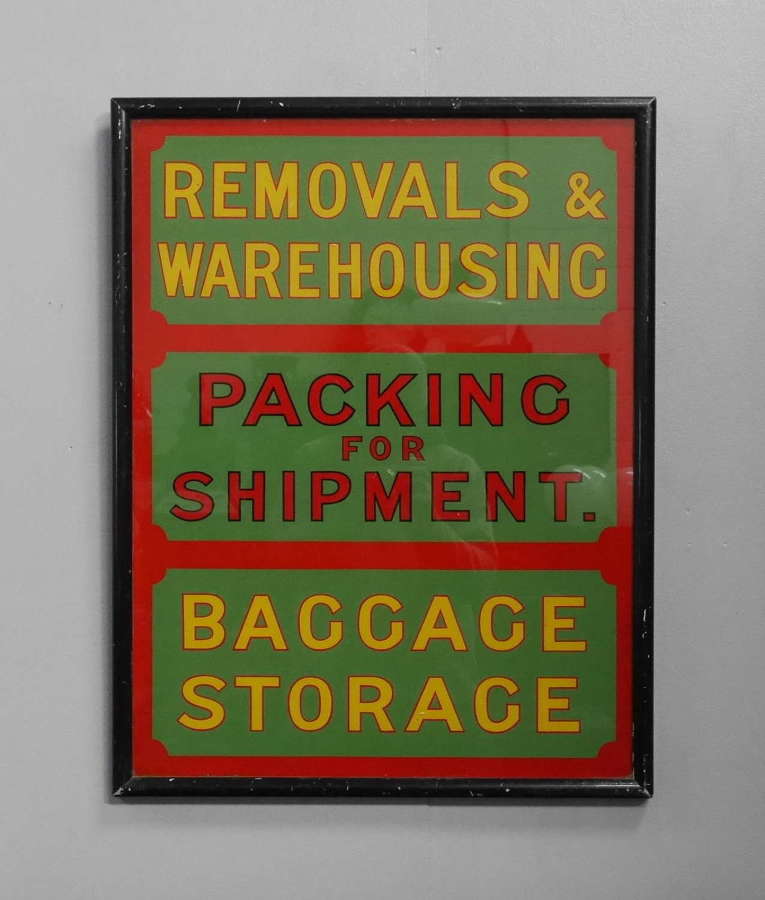 Reverse Painted Glass Sign ~ Ex Harrods Depository