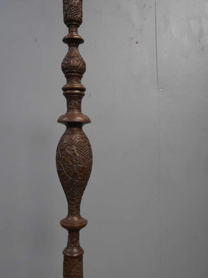 Carved Anglo Indian Floor Lamp