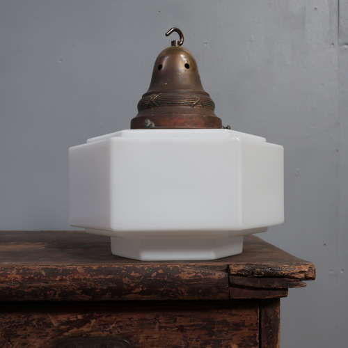 Hexagonal Art Deco Opaline Pendant Light