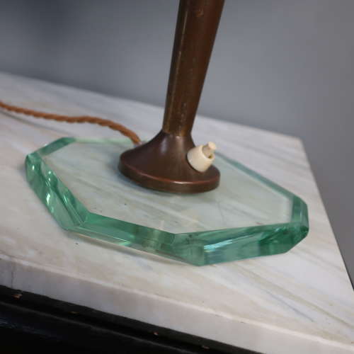 Italian Gilt Brass & Glass Table Lamp