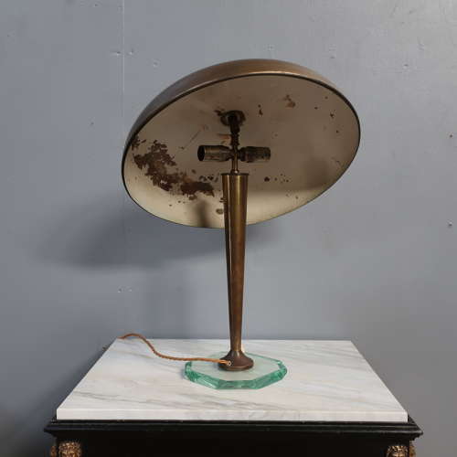 Italian Gilt Brass & Glass Table Lamp