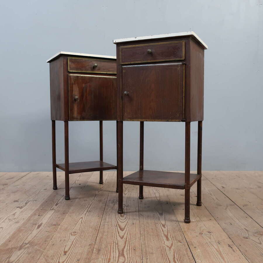 Pair of Painted Metal Bedside Cabinets