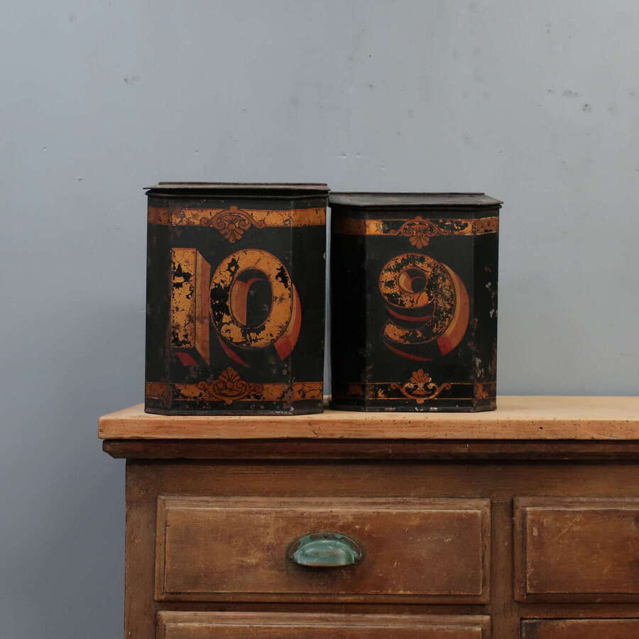 Pair of 19th Century Grocers Tole Tea Bins