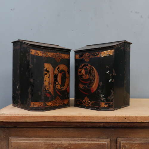 Pair of 19th Century Grocers Tole Tea Bins