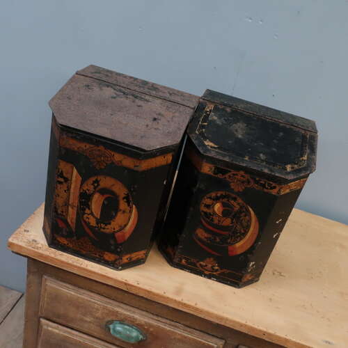 Pair of 19th Century Grocers Tole Tea Bins