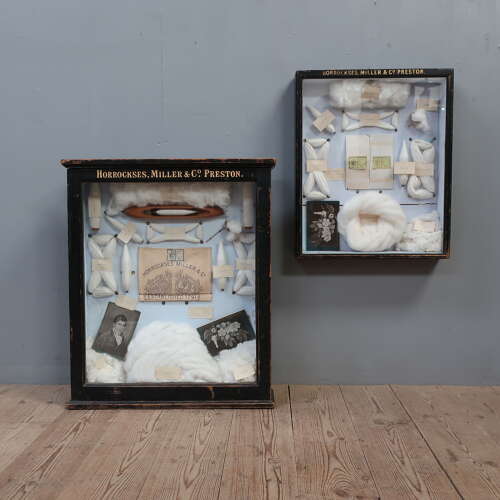 Horrockses & Miller Cotton Mils ~ 19th C Glazed Trade Advertising Cases