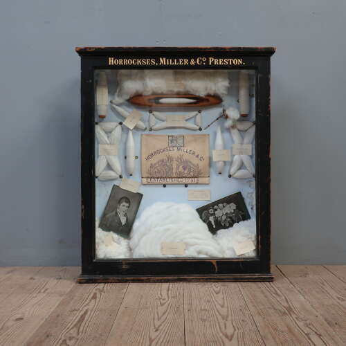 Horrockses & Miller Cotton Mils ~ 19th C Glazed Trade Advertising Cases