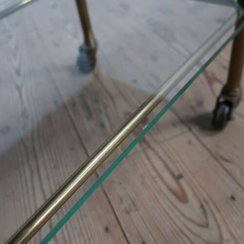 Italian Brass & Virtolite Glass Coffee Table