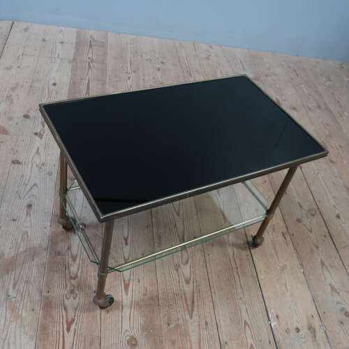 Italian Brass & Virtolite Glass Coffee Table