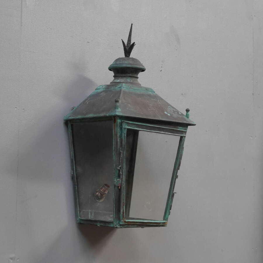 19th Century Verdigris Copper Wall Lantern