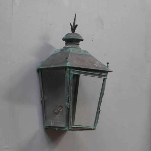 19th Century Verdigris Copper Wall Lantern