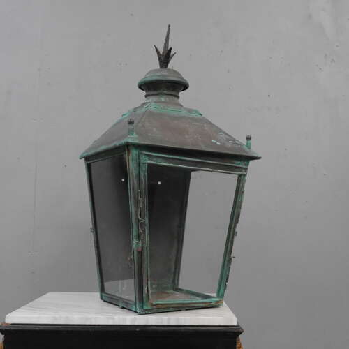 19th Century Verdigris Copper Wall Lantern