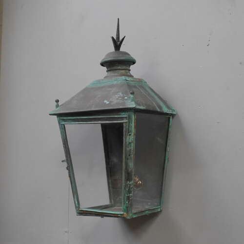 19th Century Verdigris Copper Wall Lantern