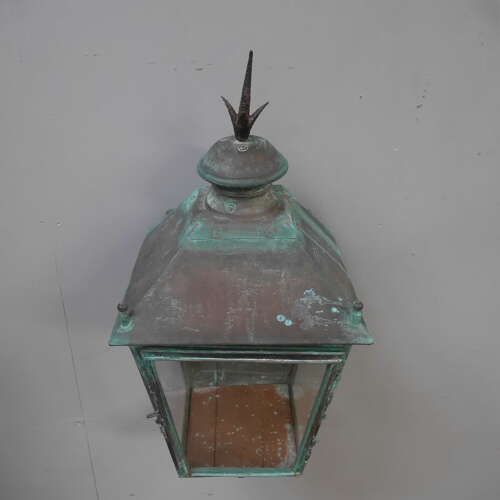 19th Century Verdigris Copper Wall Lantern