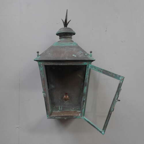 19th Century Verdigris Copper Wall Lantern