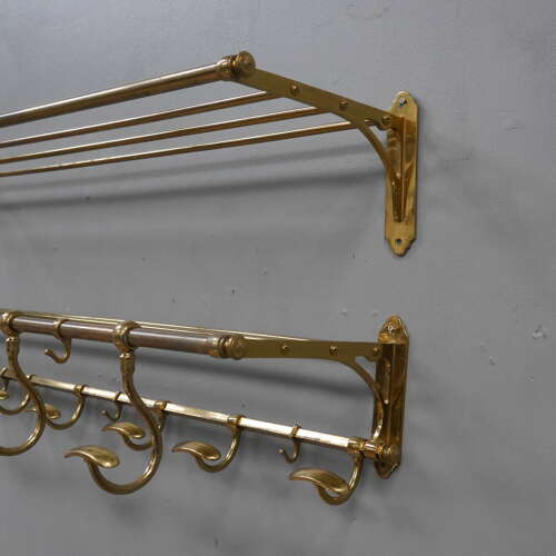 French Two-Piece Gilt Brass Coat Rack Set