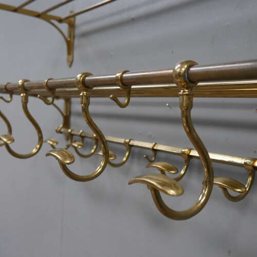 French Two-Piece Gilt Brass Coat Rack Set