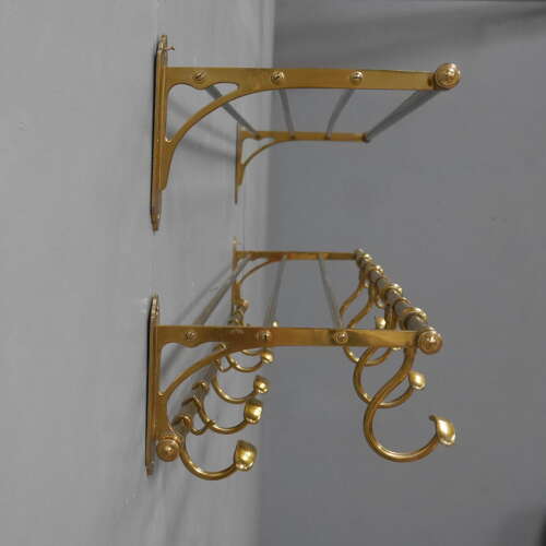 French Two-Piece Gilt Brass Coat Rack Set